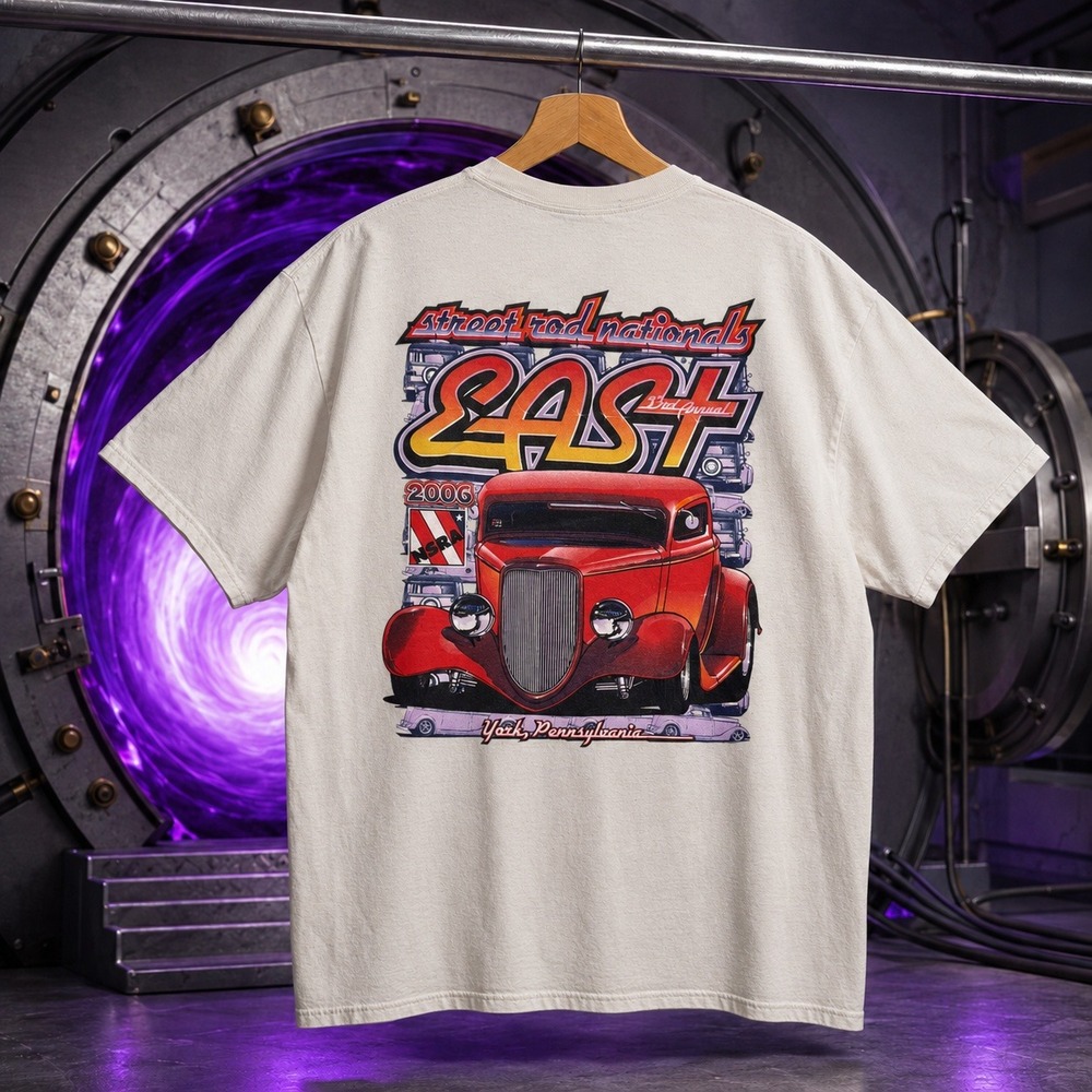 Vintage‎ 2006 Street Rod Nationals East Car Graphic Pocket Tee Mens XL Cream